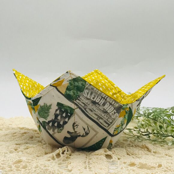Microwave Soup Bowl Cozie Reversible Bowl Cozy, Winter Holiday Christmas - Picture 1 of 9